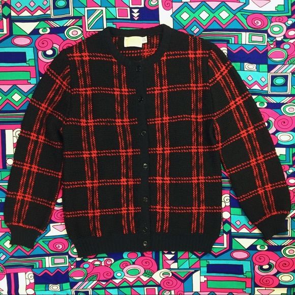 Vintage Pendleton Chunky 100% Wool Plaid Cardigan - Picture 3 of 4